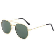Polariserede solbriller med UV-beskyttelse, firkantede pilotsolbriller med metalstel, letvægts antireflekslinser, vintage design, unisex-stil til
