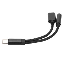 Adaptor pentru căști USB C la 3,5 mm, convertor audio tip C 2 în 1 cu încărcare și redare simultană, cip DAC profesional încorporat pentru