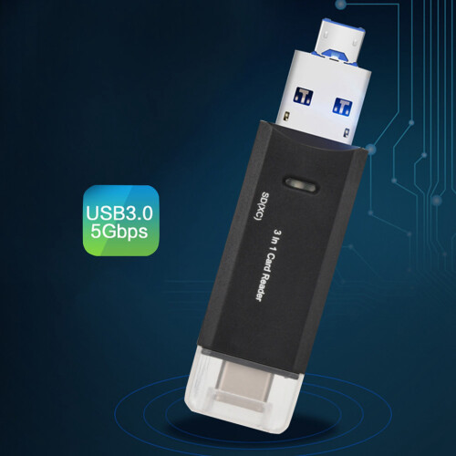 Προσαρμογέας ανάγνωσης καρτών USB σε c, Αναγνώστης μνήμης USB υψηλής ταχύτητας με 1