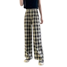 Pantaloni da notte caldi per donna, pantaloni larghi a gamba larga in tessuto di alta qualità, pantaloni da casa elasticizzati a vita alta con