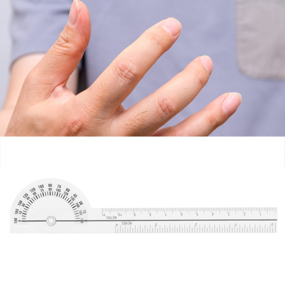 Goniometer Joint Range Motion Protractor 180 Transparent Clear Finger Measure