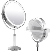Luxurious Desktop Makeup Mirror, Rechargeable Cordless Vanity Mirror, 3 Lighting Colors for Dimmable Brightness