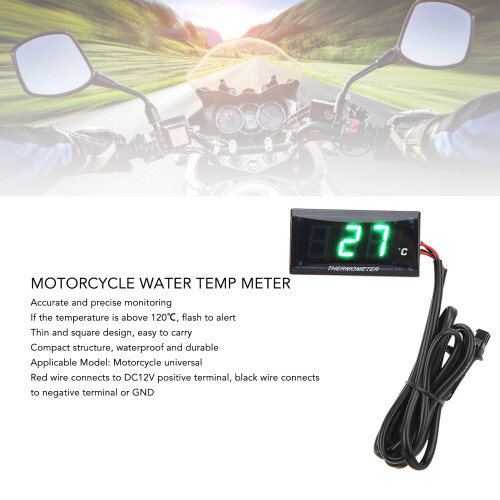 Water Temperature Meter for Motorbikes DC12V LCD Screen with 16mm Tee Light 1