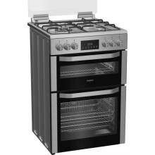 Hotpoint 60cm Dual Fuel Cooker - Stainless Steel - A/A Rated