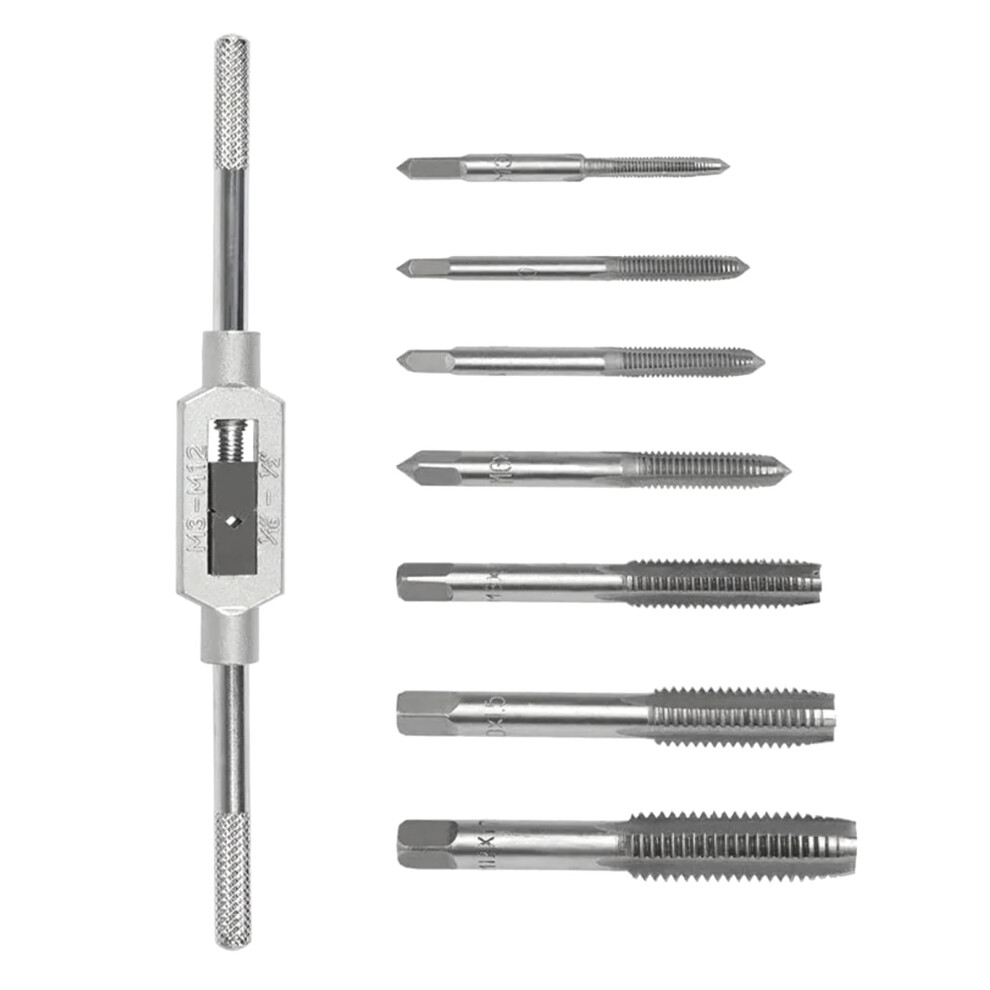 8Pcs High Speed Steel Straight Slotted Taps Set, M3âM12, Silver 7891371851765