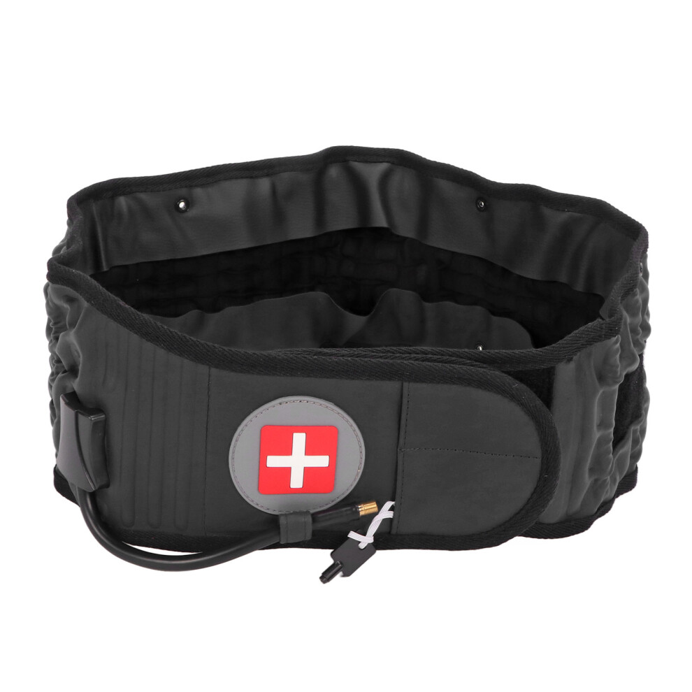 Black Lumbar Traction Support Belt Inflatable For Back Pain Adjustable Fit