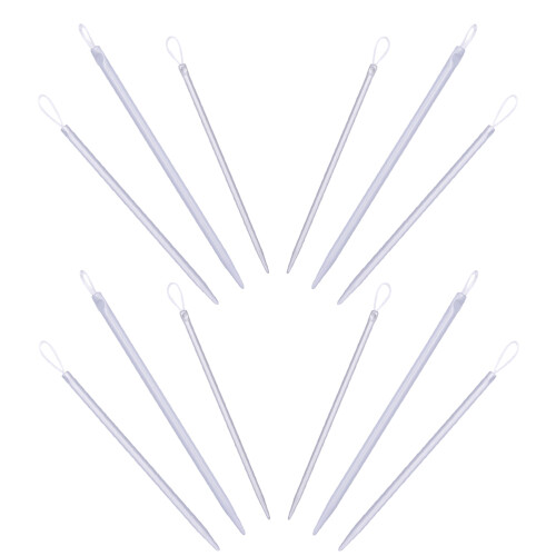 12Stk Stricknadeln Nylon Aluminium Set Silber Ergonomisch