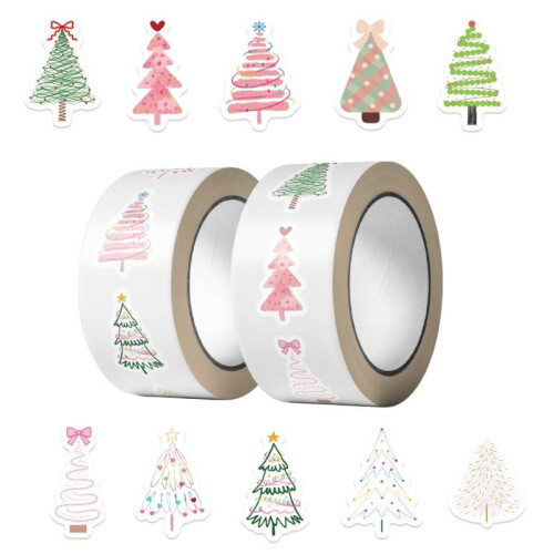 500Pcs/Roll Holiday Tree Stickers Durability PVC Cartoon Patterns Tablet Phone Notebook Decorative Labels 2