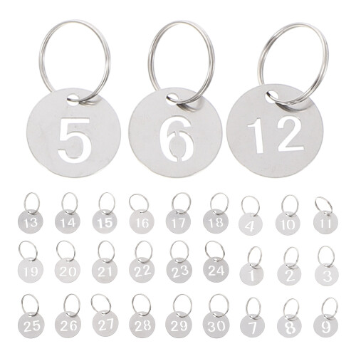 60Pcs Silver Metal Key Tags Numbered Id Labels Round Shape 2