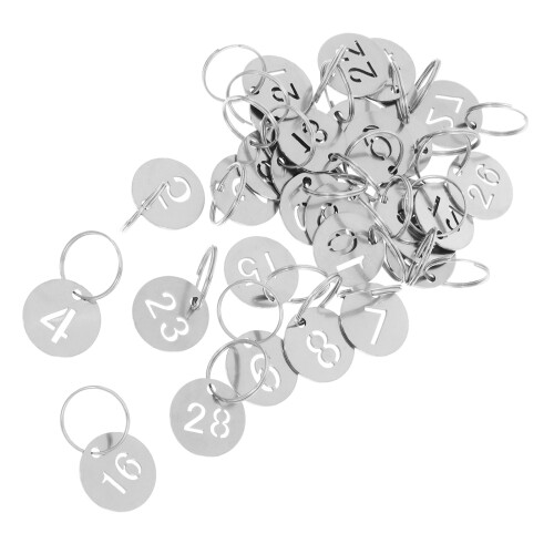60Pcs Silver Metal Key Tags Numbered Id Labels Round Shape 1