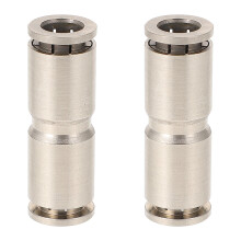2Pcs Silver Copper Pneumatic Tube Fittings Quick-Connect Connectors