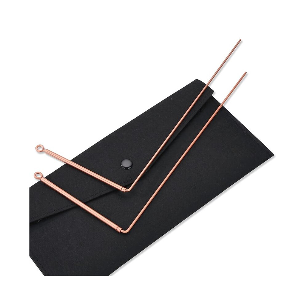 Y17a Answering Questions, For Water Divining, Finding Gold- Copper Dowsing Rod Set(2 Pieces), Includes Portable Felt Storage Bag 6935161559392