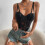Black Lace Bodysuit with Adjustable Straps, 1/2 Cup, Size M 4