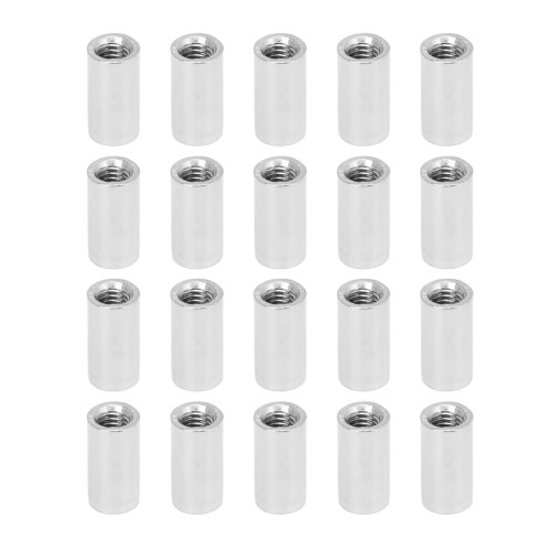 20 Stück silberne Rundkupplungsmutter M5 x 0,8, 15 mm 1