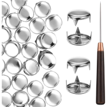 Silver Spikes Leather Rivets, 200PCS Round Dome Rivets,12Mm Claw Rivet Nailhead Studs, Wooden Awl For Punk Clothing