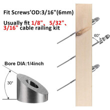 Y17A T316 Stainless Steel 1/4 Inch 30 Degree Angle Beveled Washer For 1/8 Inch To 3/16 Inch Deck Cable Railing Kit (20 Pcs)