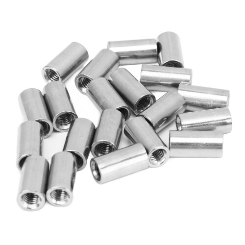 20 Stück silberne Rundkupplungsmutter M5 x 0,8, 15 mm