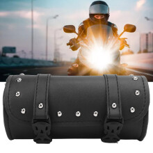 Black Waterproof PU Motorcycle Tool Bag with 2 Strap Buckle