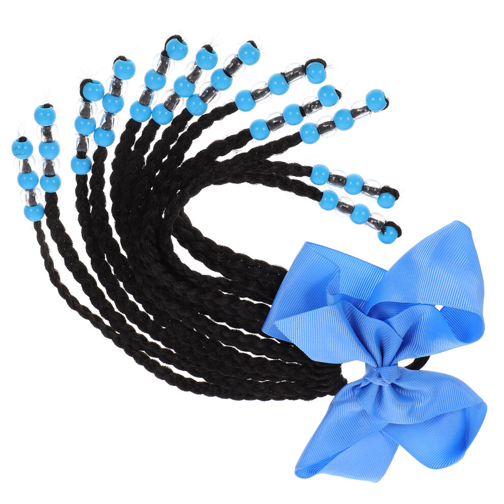 Inoomp 2Pcs -Blue Braided Ponytail Extension Synthetic Hair Piece