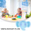 Infant Dinnerware Silicone Plate Blue with Elephant Fork Spoon 8