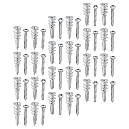 150Ensembles Kit Vis Chevilles Argentées Pour Fixation Murale 1