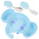Infant Dinnerware Silicone Plate Blue with Elephant Fork Spoon 6