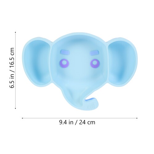 Infant Dinnerware Silicone Plate Blue with Elephant Fork Spoon 1