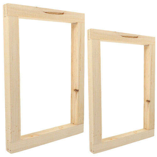 6Pcs Beige Wood Screen Printing Frames Reusable DIY Printing Frame Set 1