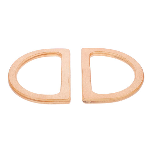 4Pcs DIY Light Brown Wooden Bag Handles Comfortable D-Shaped Grip 2