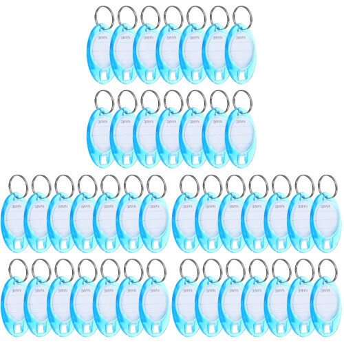 150Pcs Reusable Sky-Blue Luggage and Key Tags Plastic with Ring 1