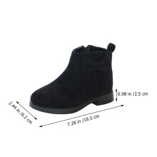 2Pairs Children Winter Shoes Girls Black Bow-Knot Rubber Sole Boots
