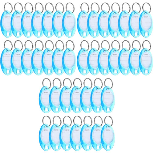 150Pcs Reusable Sky-Blue Luggage and Key Tags Plastic with Ring 2