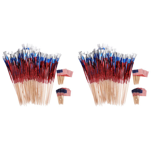 400Pièces Piques Bois Drapeaux Usa Pour Cocktail Buffet 2