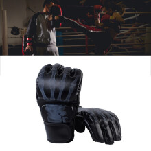 Unisex Black MMA Half Finger Boxing Gloves for Adults
