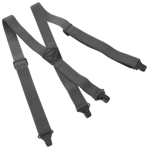 3Pcs Dark Grey Elastic Suspenders for Men Heavy Duty Adjustable Clips 2