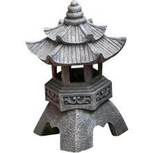 Luminária LED externa, lanterna solar em formato de pagode para decoração de jardim zen, ideal para varandas e pátios. Estátua de jardim em