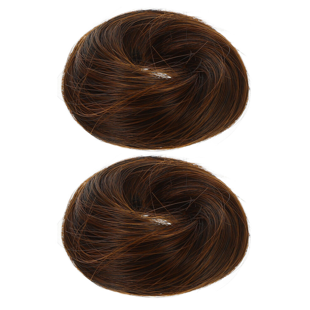 Artibetter 4Pcs Light Brown Messy Bun Hair Piece Synthetic Hair Bun Extension