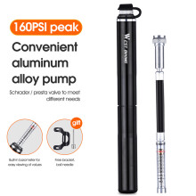 Aluminium 130PSI Tragbare Fuß-Fahrrad- und Basketballpumpe – Schwarz/Silber