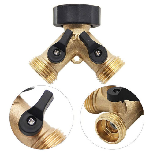 Adjustable Flow Control Faucet Splitter, Heavy Duty 2-Way Valve with Eco-Friendly Solid Brass Construction, Universal Compatibility for Gardening 2