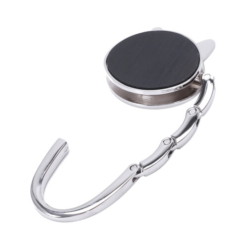 2 Pcs Foldable Handbag Hook Antislip Rubber Base Black Cat Cartoon & Cat Shaped White