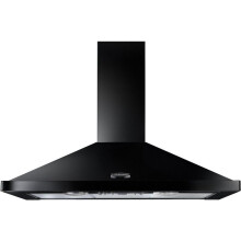 Rangemaster LEIHDC110BC 110cm Chimney Cooker Hood – Black & Chrome, 530m³/h Extraction, Halogen Lights, Slide Controls