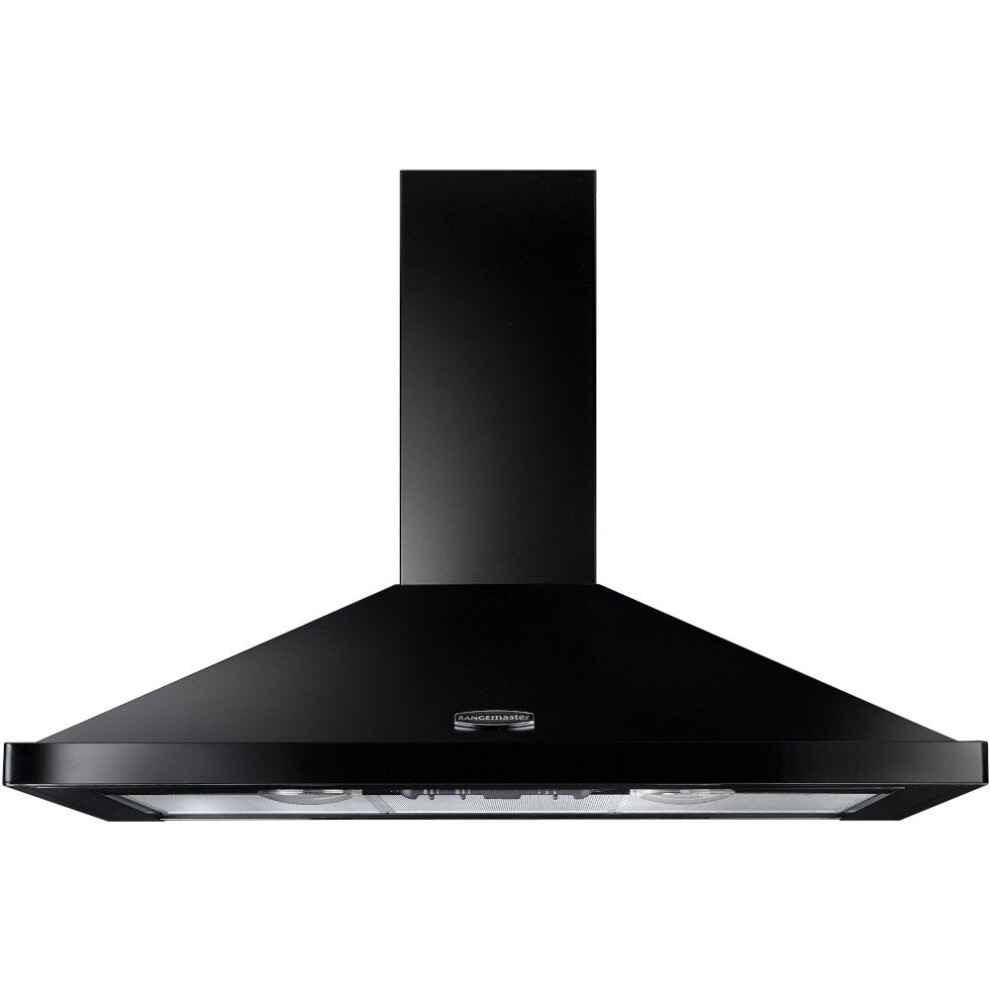 Rangemaster Leihdc110bc 110Cm Chimney Cooker Hood – & Chrome, 530M³/H Extraction, Halogen Lights, Slide Controls Black