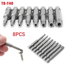 8 x 50 mm Torx-Schraubendreher-Bit mit Loch T8-T40 1/4 Zoll Sechskantschaft-Elektroschraubenzieher Blossom Hohlbohrer Handwerkzeug