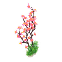 Décoration fleur artificielle pour aquarium, branche de prunier en fleurs, rose, 33x7,5 cm