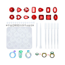 1 Set Epoxy Diy Silicone Mold Ring Set Cut Face Inlaid for-A