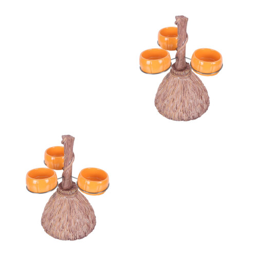2Ensembles Porte Snacks Résine Coloré Balai Pour 2