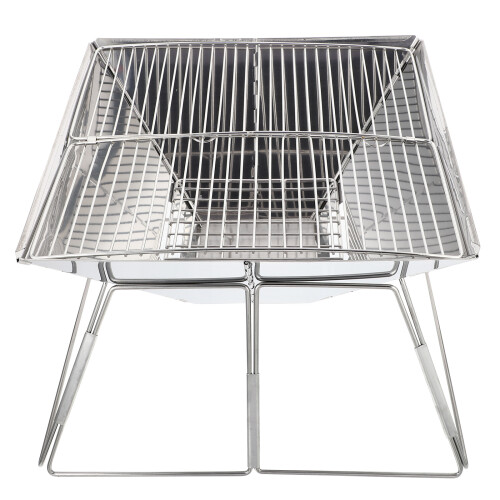2Pièces Réchaud Bbq Pliable En Acier Inoxydable Compact Durable
