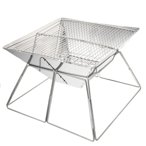 2Pièces Réchaud Bbq Pliable En Acier Inoxydable Compact Durable 1