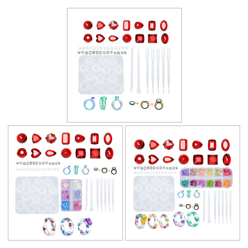 1 Set Epoxy Diy Silicone Mold Ring Set Cut Face Inlaid for-A 1
