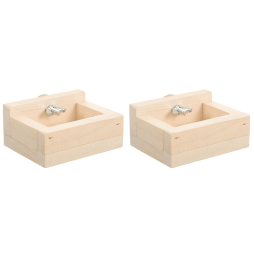 2Pièces En Bois Beige Pour Hamster Assiette Durable Lavable 2